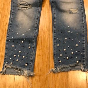 Pearl Embellished Straight Crop 